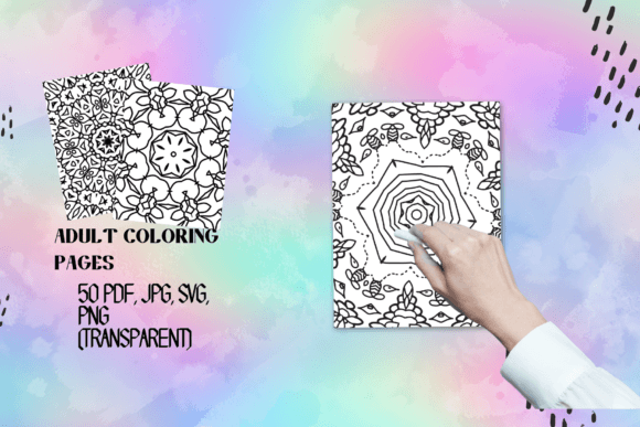 50 Adult Coloring Page Bundle: Graphics & Coloring Pages Amp