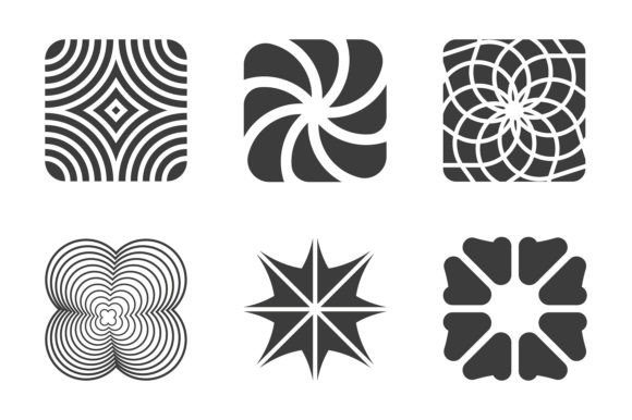Brutalist Geometric Flower Shapes Logo: Graphics & Logos