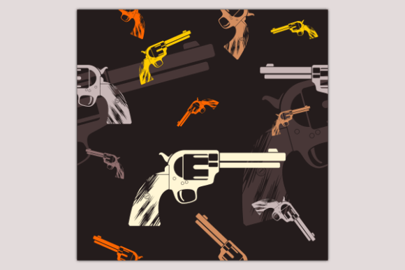 Flat Revolver Dark Seamless Pattern: Graphics & Patterns Review