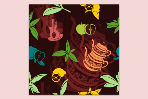 Flat Turkish Tea Dark Seamless Pattern: Graphics & Patterns Review