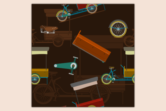 Food Bike Shop Dark Seamless Pattern: Graphics & Patterns