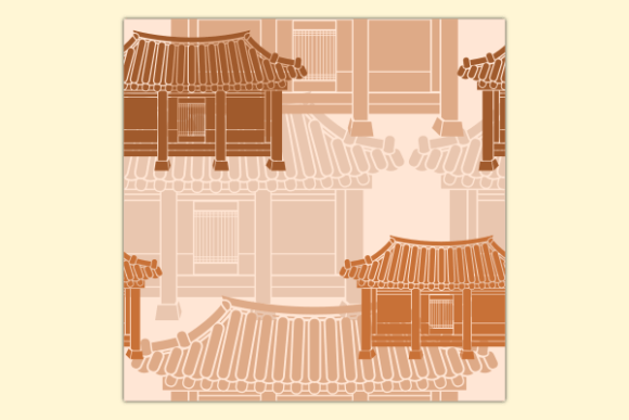 Front View Korean House Seamless Pattern