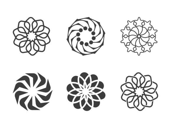 Geometric Flower Shapes Minimalist Logos & Graphics