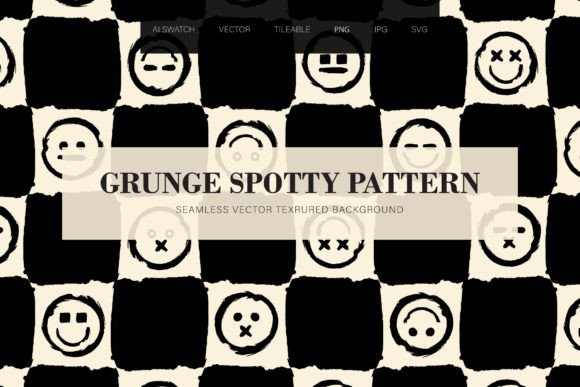 Grunge Chessboard Smile Seamless Pattern: Graphics & Patterns