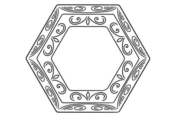 Hexagonal Hand Drawn Frame: Victorian Decorative Graphics