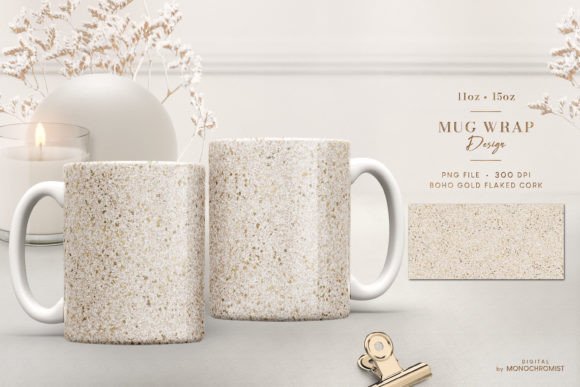 Mug Sublimation Boho Hazel Gold Cork Graphics