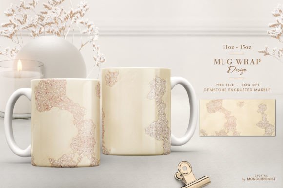 Mug Sublimation Gold Marble Rose Glitter Graphics