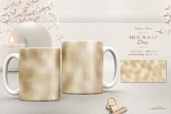 Mug Sublimation Template Gold Foil: Graphics & Print Templates