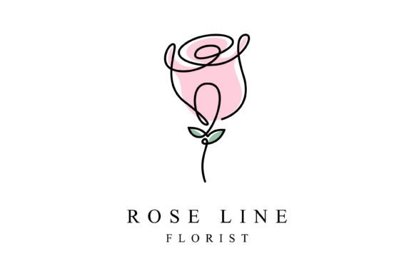 Outline Rose Flower Logo Design: Graphics & Logos
