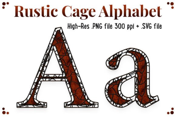 Rustic Cage Alphabet Set: Graphics for Crafts & Branding