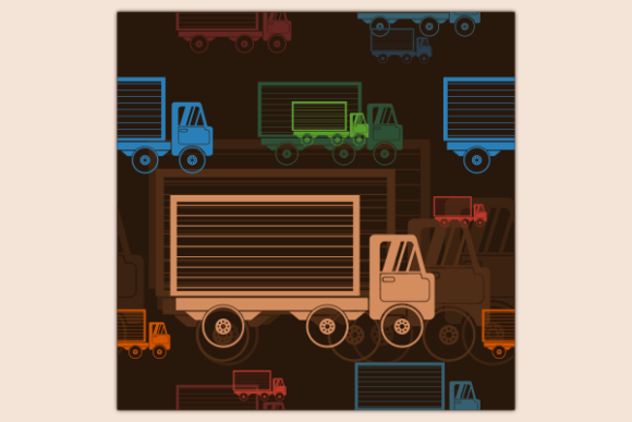 Shipping Truck Dark Seamless Pattern in Graphics & Patterns