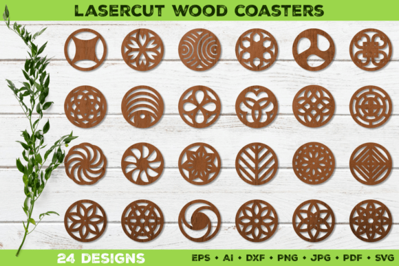 Stylish Digital Round Coasters for Crafts & Graphics