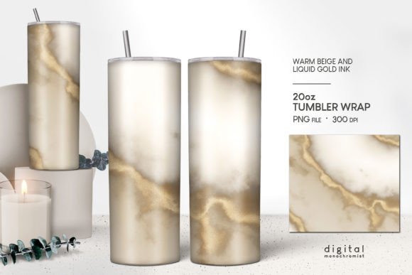 Tumbler Sublimation Beige Gold Ink PNG: Graphics & Crafts