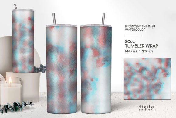 Tumbler Wrap Iridescent Watercolor for Crafts & Graphics