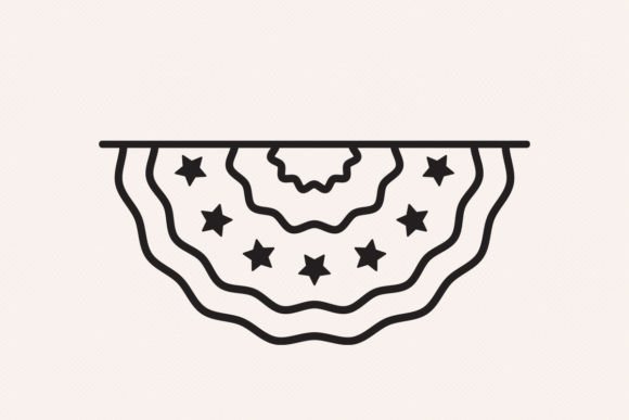 USA Pleated Fan Flag Outline Icon for Graphics & Icons