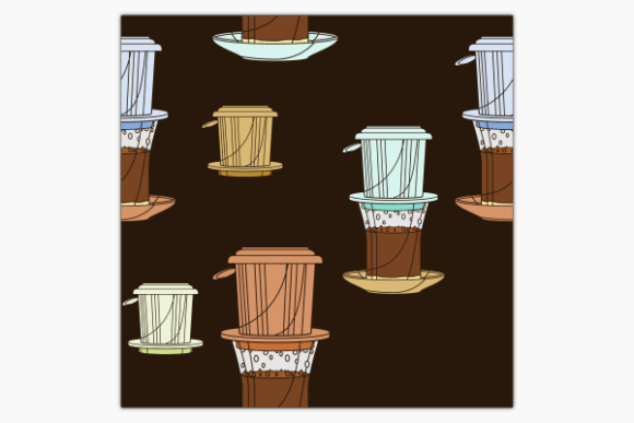 Vietnam Coffee with Saucer Dark Pattern Graphics & Patterns