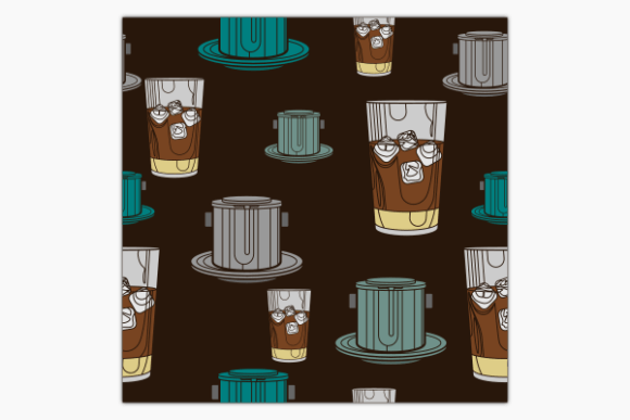 Vietnam Iced Milky Coffee Dark Pattern: Graphics & Patterns