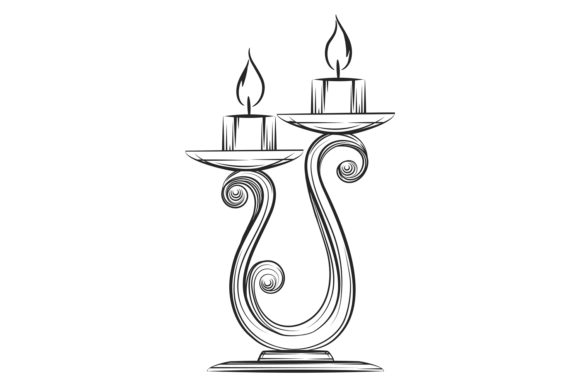 Vintage Candlestick with Wax Candles. De: Graphics & Crafts