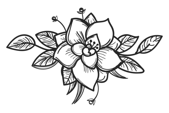 Vintage Flower with Botanical Branches: Graphics & Crafts
